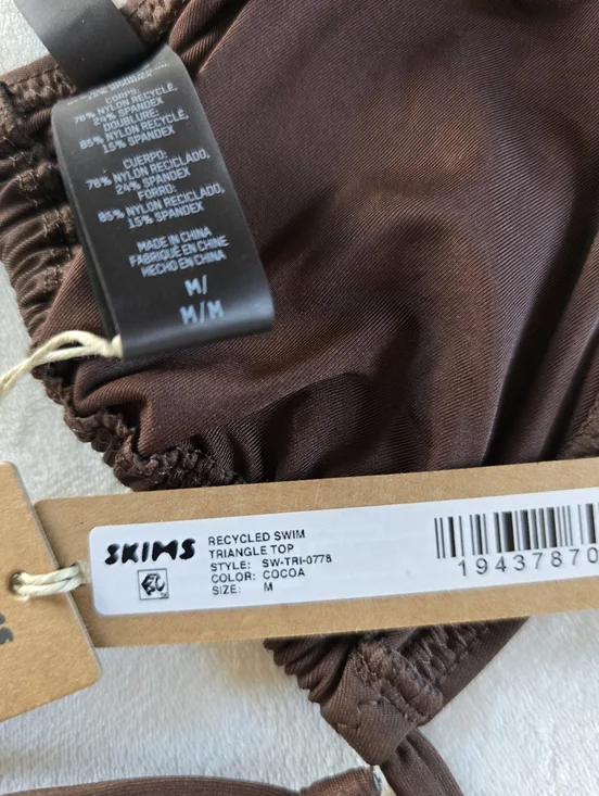 SKIMS▪️Recycled Swim Triangle Bikini Top in Cocoa - Picture 3 of 5